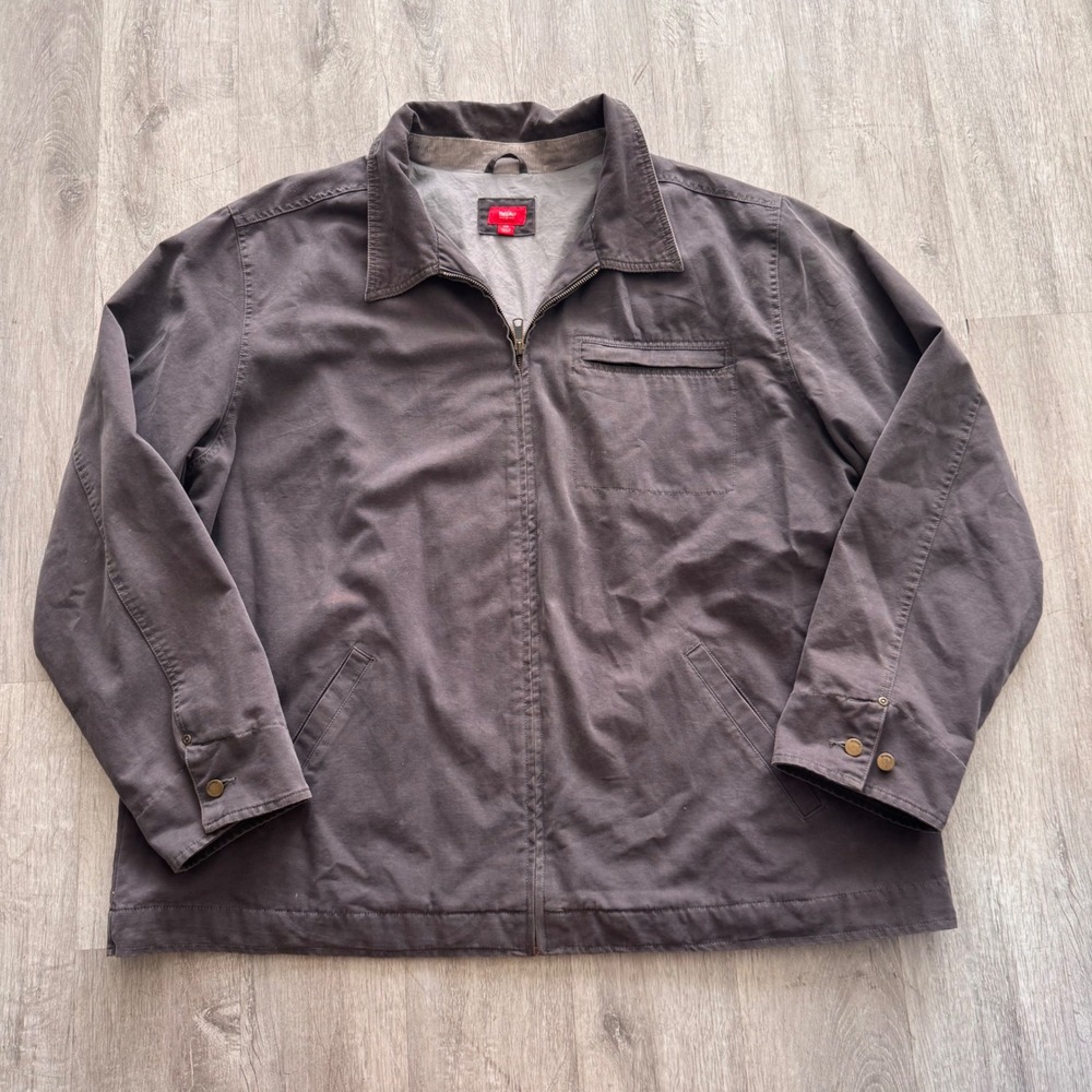 Y2K Mossimo Mens XXL Detroit Style Work Jacket Faded Charcoal Gray Canvas Zip Up